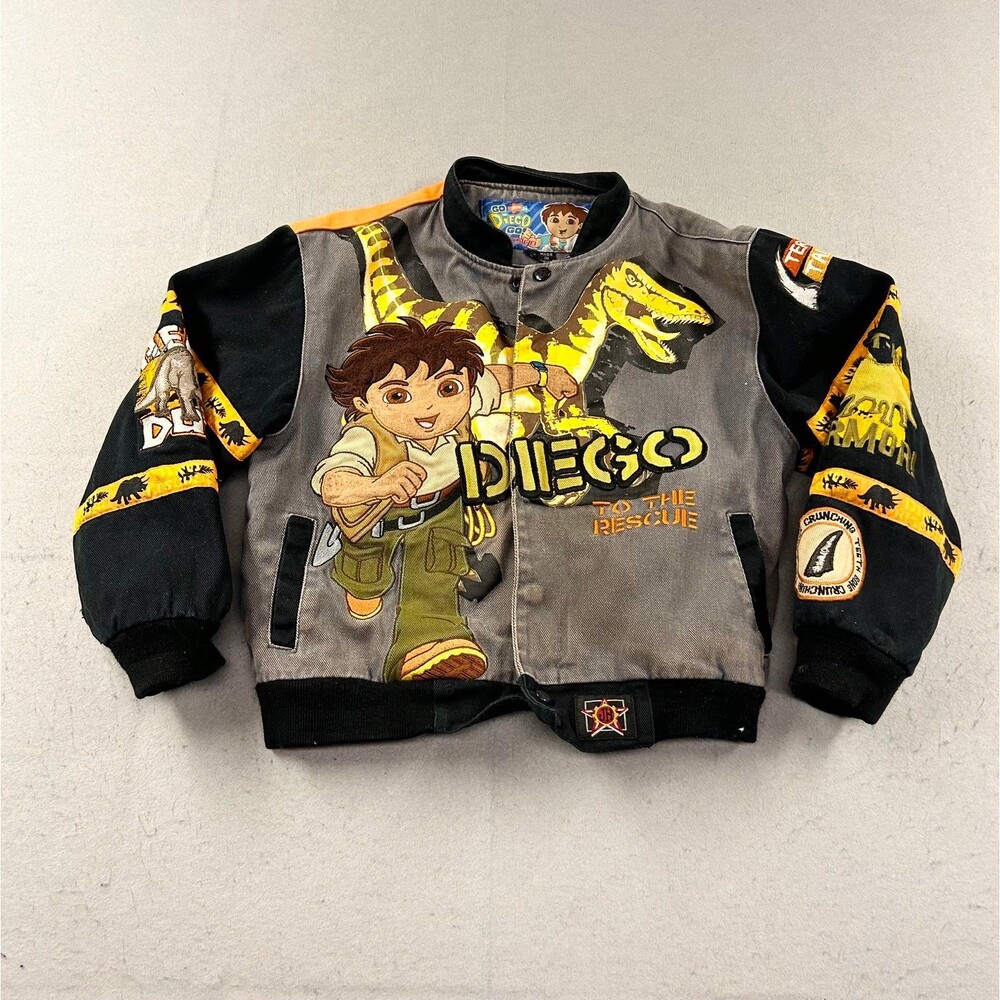Youth Nick Jr. JH Design Go Diego Go Dinosaur Jacket Gray/Black/Orange Medium